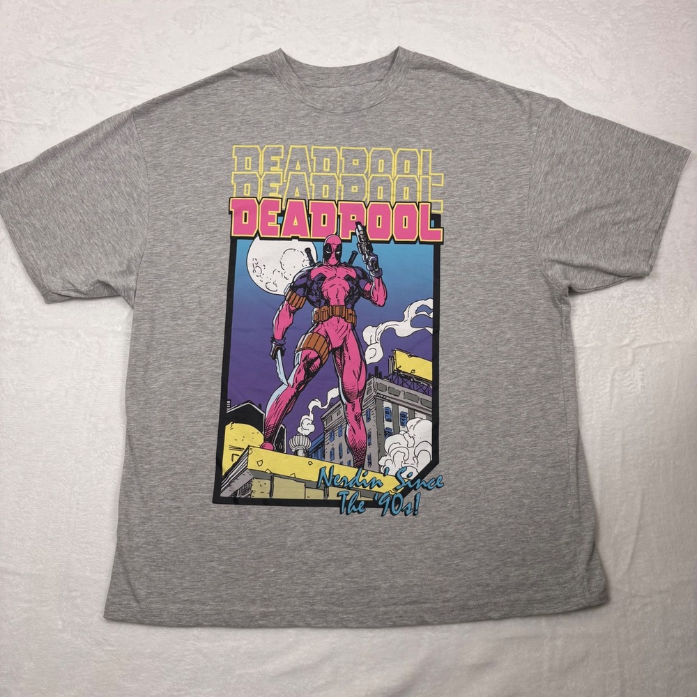 Marvel Deadpool Nerdin Since The 90s Graphic T-Shirt Gray Mens 2XB Big Tall